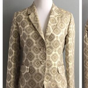 Elegant Gold Patterned Women's Blazer